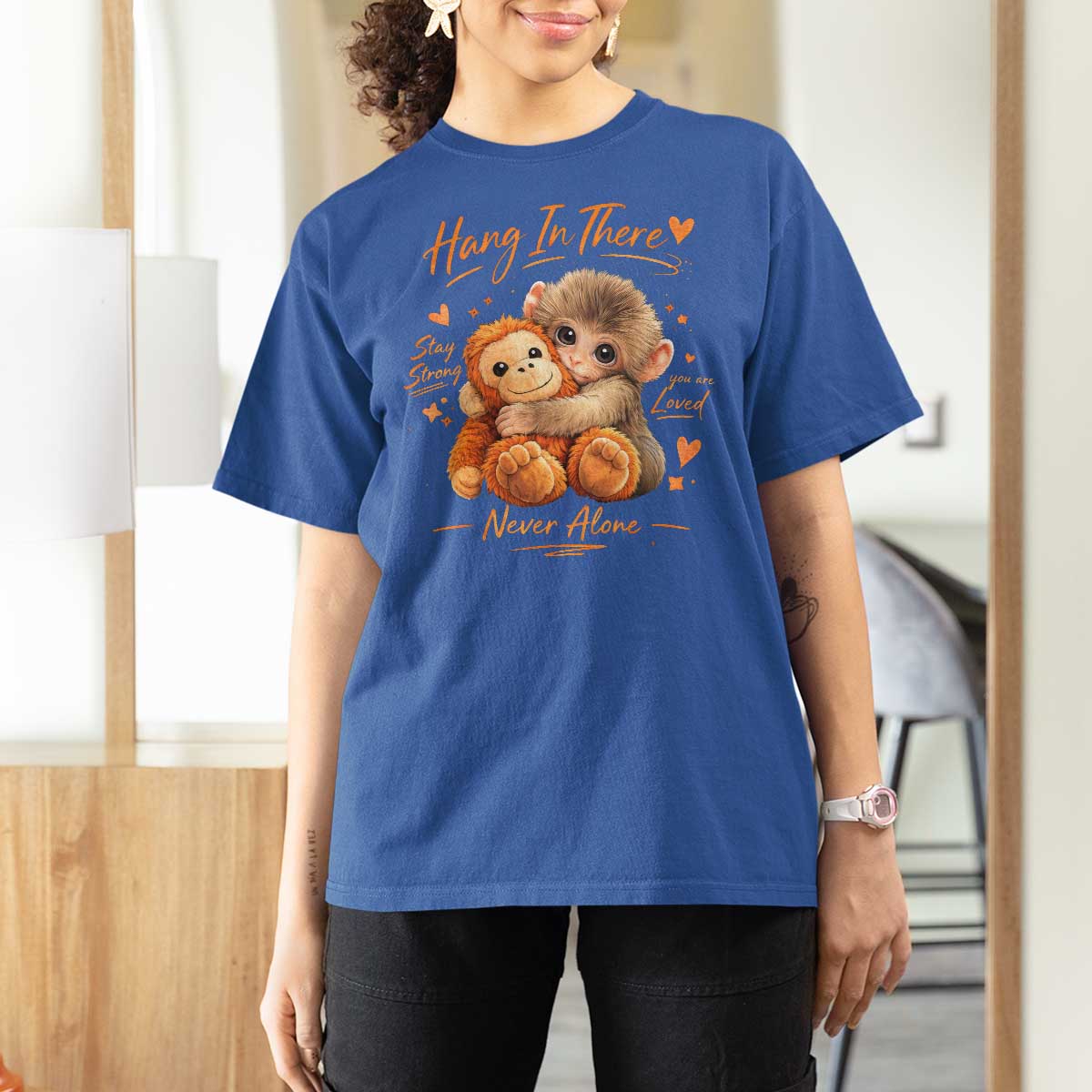 Cute Baby Monkey Punch T Shirt For Women Adorable Emotional Graphic Little Punch