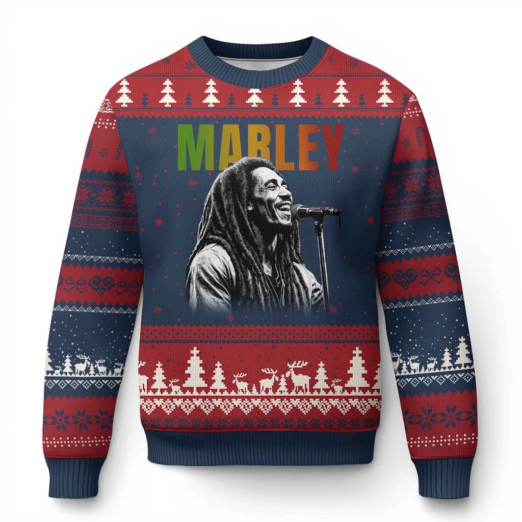 Vintage Marley Ugly Christmas Sweater Rastaman Jamaica Jamaican Rasta Reggage Music
