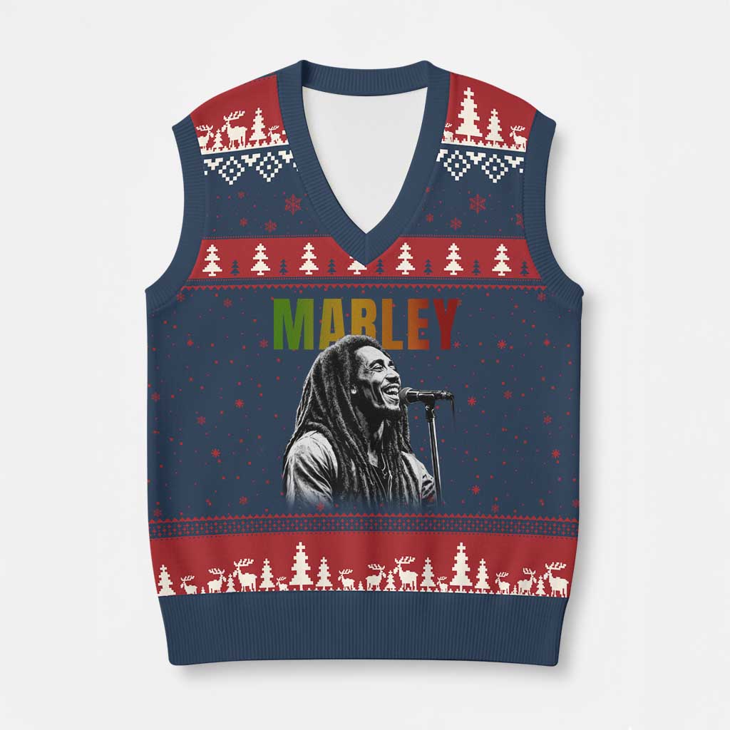 Vintage Marley V-Neck Knit Sweater Vest Rastaman Jamaica Jamaican Rasta Reggage Music