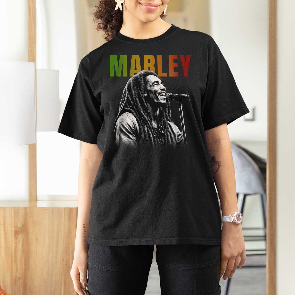 Vintage Marley T Shirt For Women Rastaman Jamaica Jamaican Rasta Reggage Music
