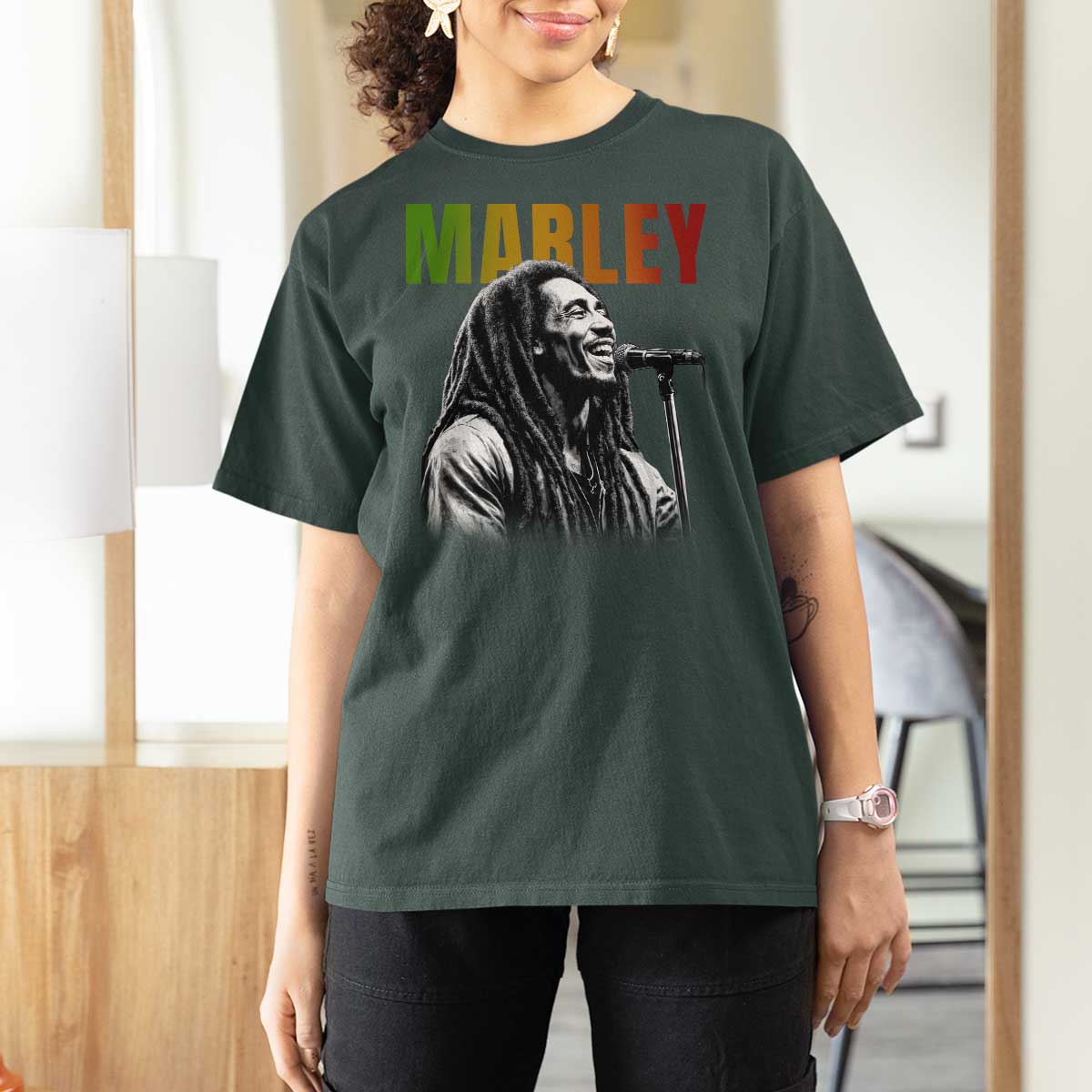Vintage Marley T Shirt For Women Rastaman Jamaica Jamaican Rasta Reggage Music