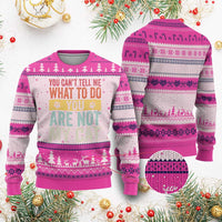 Retro Cat Lovers Ugly Christmas Sweater You Cant Tell Me What To Do Youre Not My Cat Paw Print