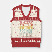 Retro Cat Lovers V-Neck Knit Sweater Vest You Cant Tell Me What To Do Youre Not My Cat Paw Print