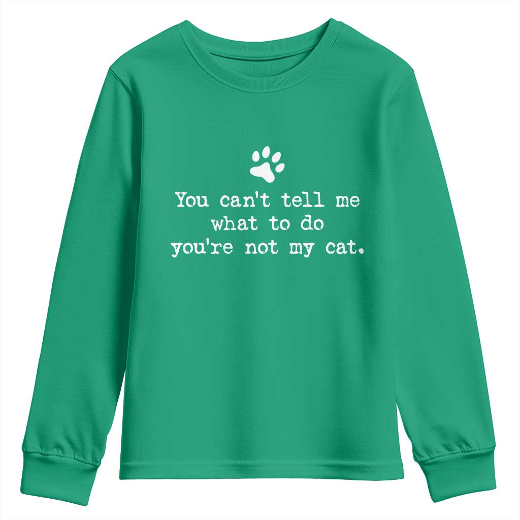 Cat Owner Youth Sweatshirt You Cant Tell Me What To Do Youre Not My Cat Paw Print