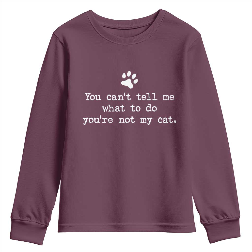 Cat Owner Youth Sweatshirt You Cant Tell Me What To Do Youre Not My Cat Paw Print