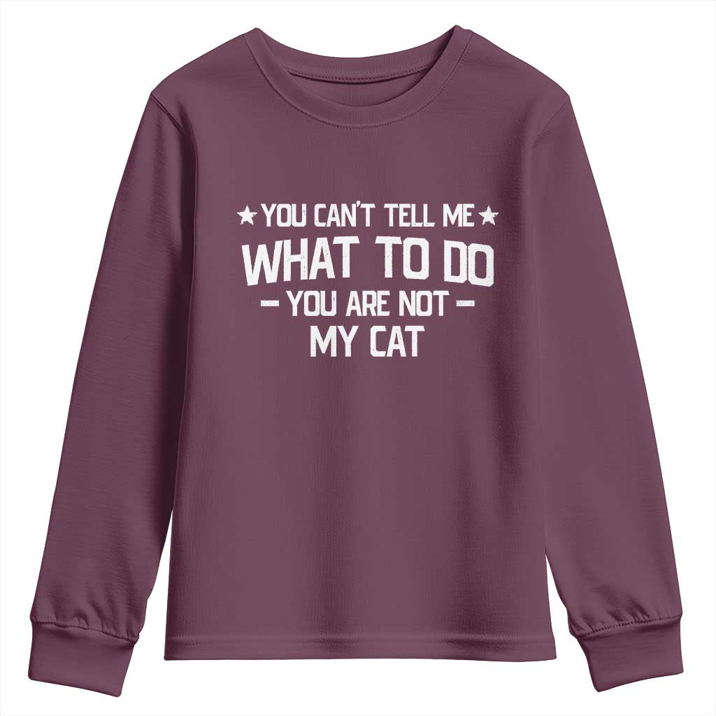 Funny Cat Lovers Youth Sweatshirt You Cant Tell Me What To Do You Are Not My Cat