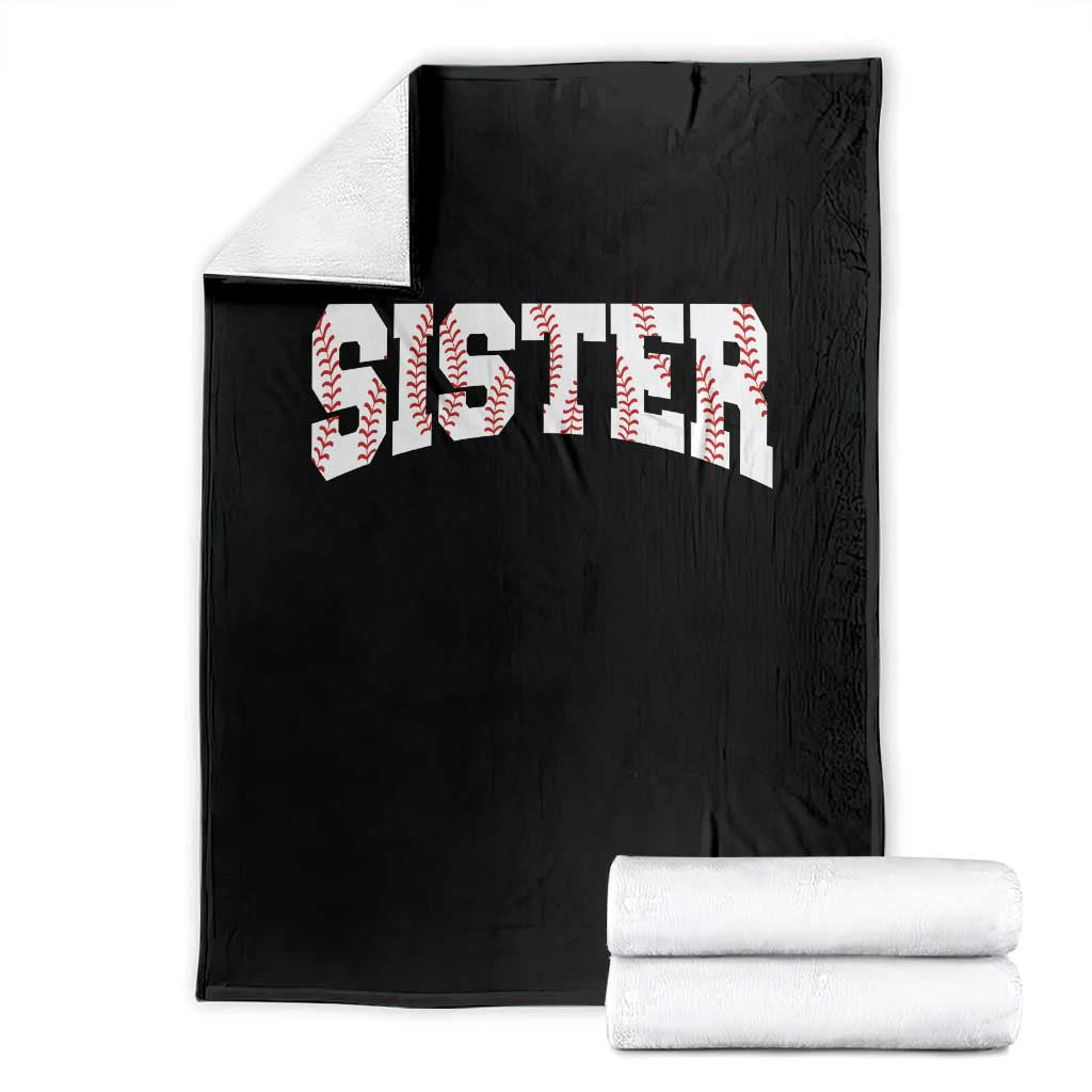 Baseball Sister Throw Blanket Retro Varsity Baseball Season Family