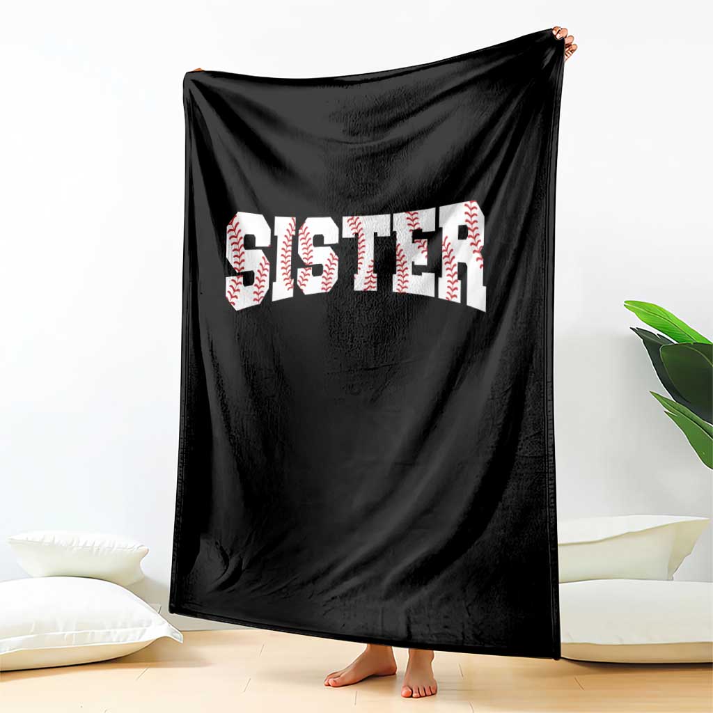 Baseball Sister Throw Blanket Retro Varsity Baseball Season Family