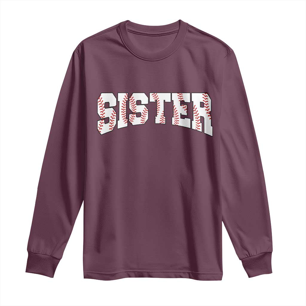 Baseball Sister Long Sleeve Shirt Retro Varsity Baseball Season Family