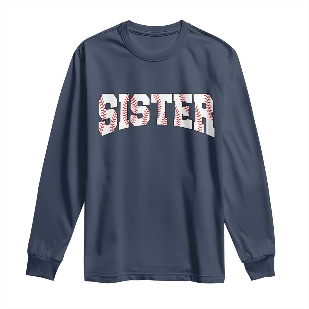 Baseball Sister Long Sleeve Shirt Retro Varsity Baseball Season Family