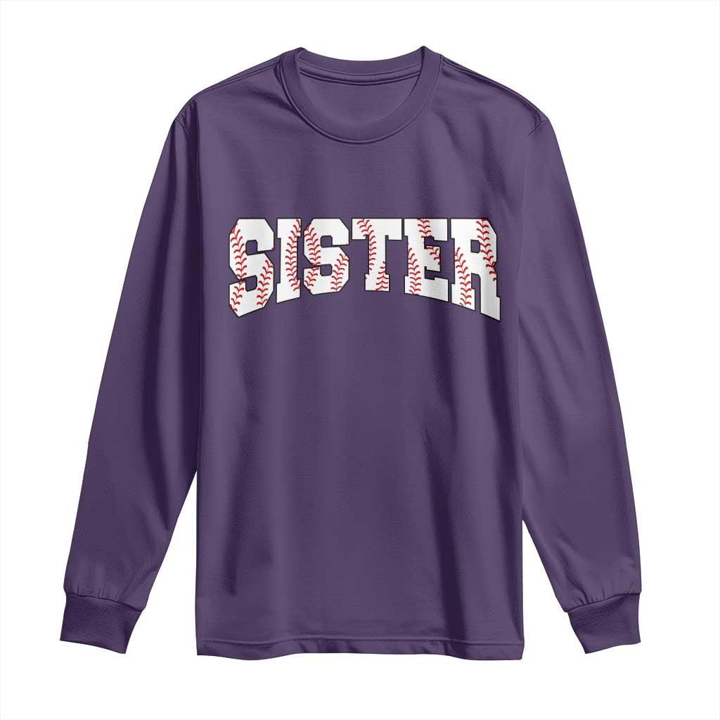 Baseball Sister Long Sleeve Shirt Retro Varsity Baseball Season Family