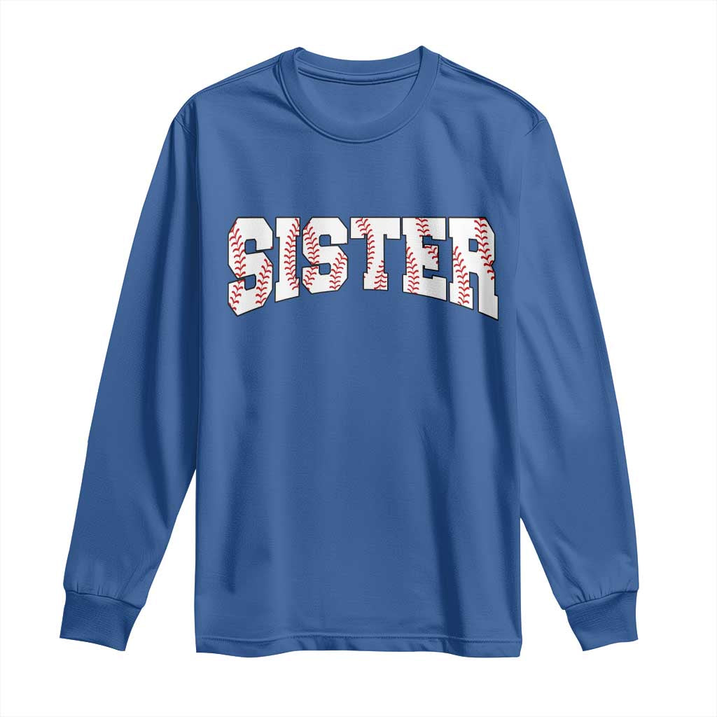 Baseball Sister Long Sleeve Shirt Retro Varsity Baseball Season Family