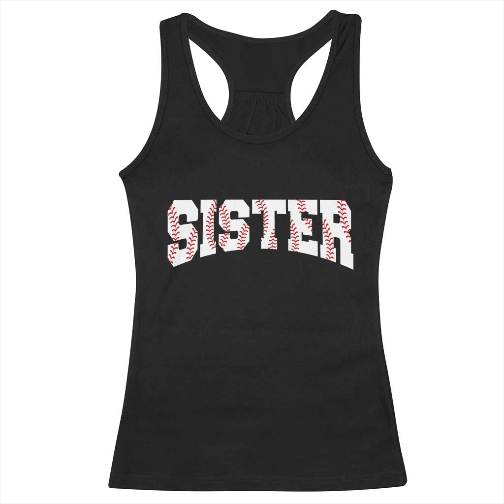 Baseball Sister Racerback Tank Top Retro Varsity Baseball Season Family