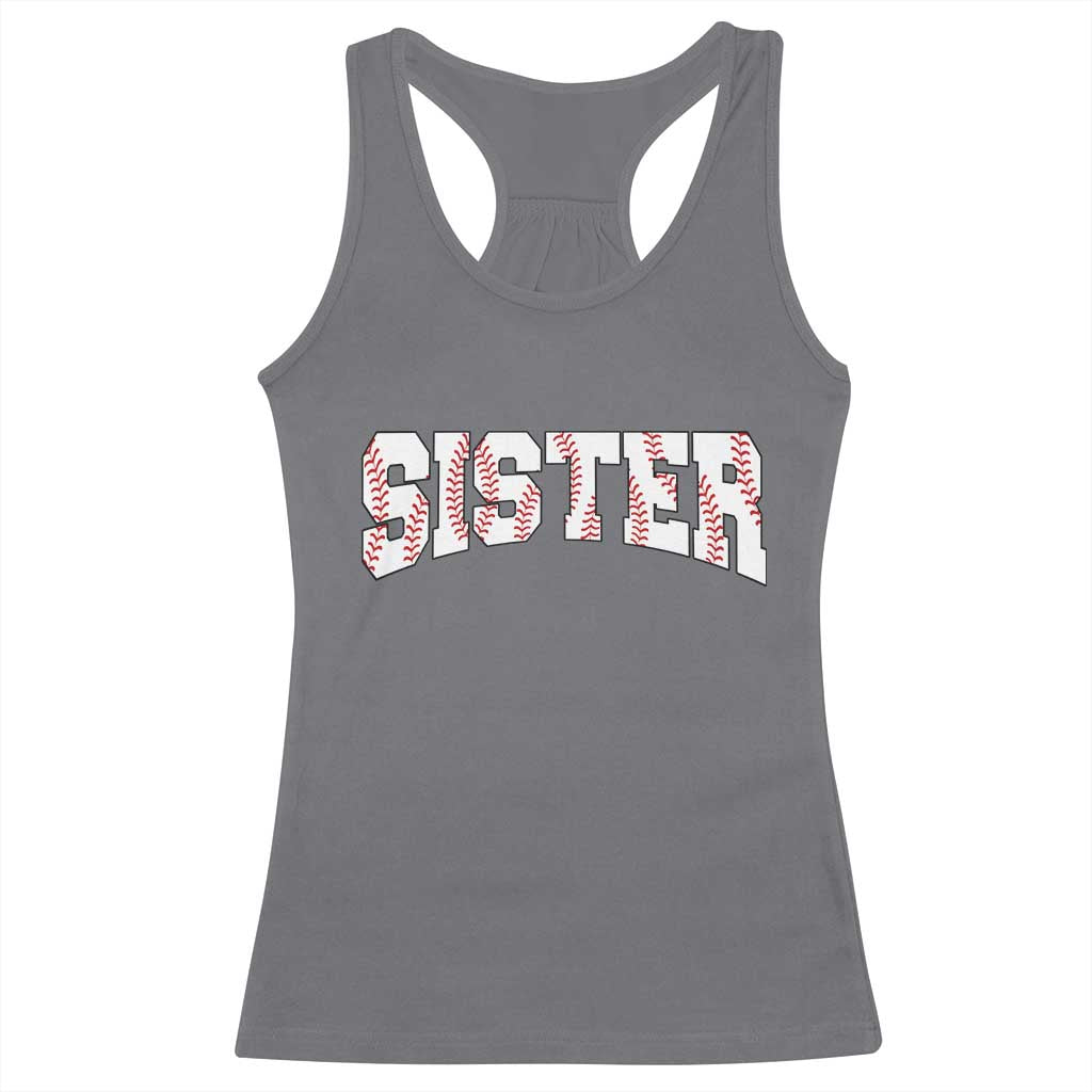 Baseball Sister Racerback Tank Top Retro Varsity Baseball Season Family