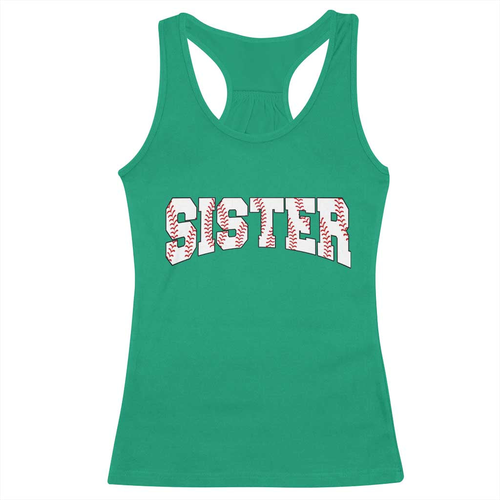 Baseball Sister Racerback Tank Top Retro Varsity Baseball Season Family