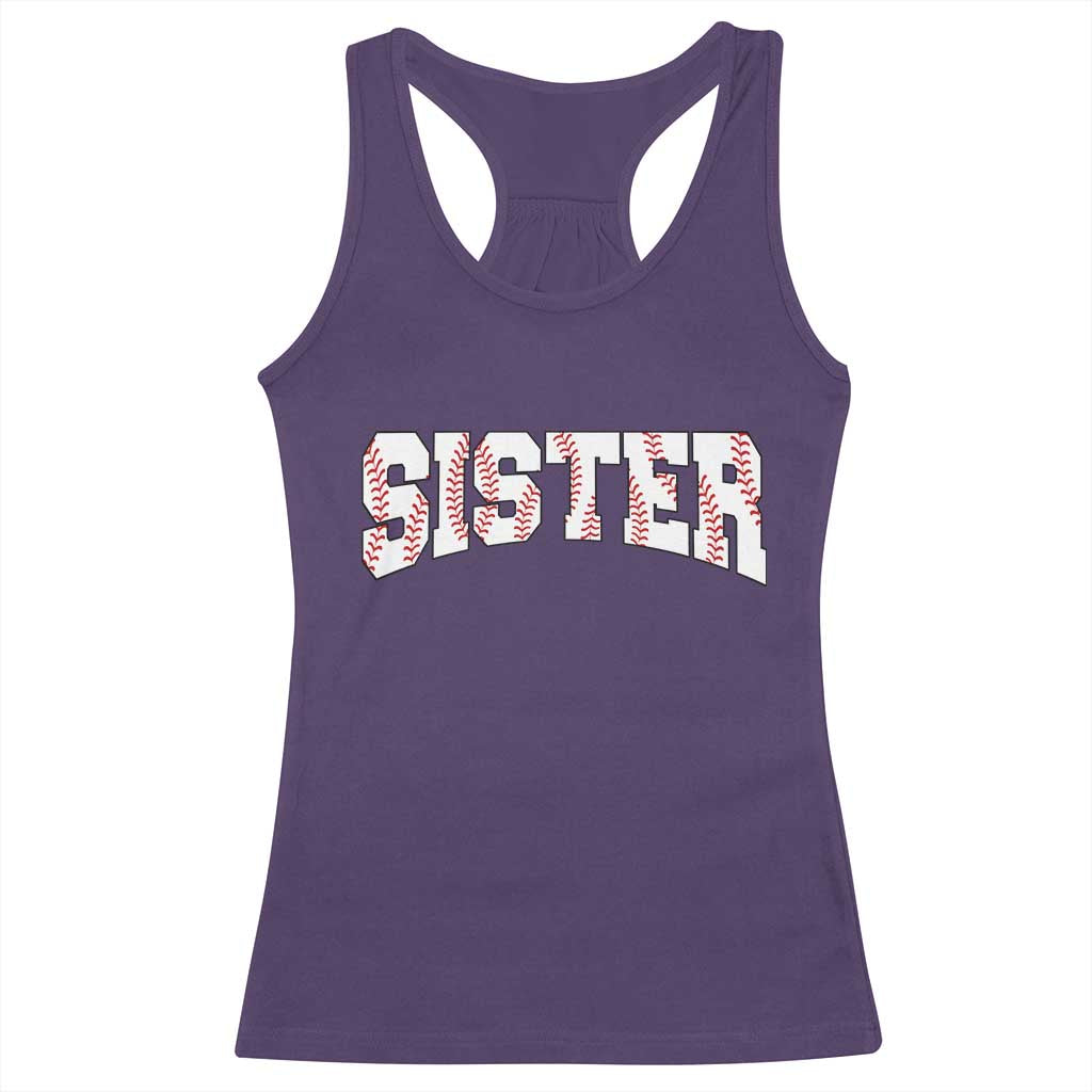 Baseball Sister Racerback Tank Top Retro Varsity Baseball Season Family