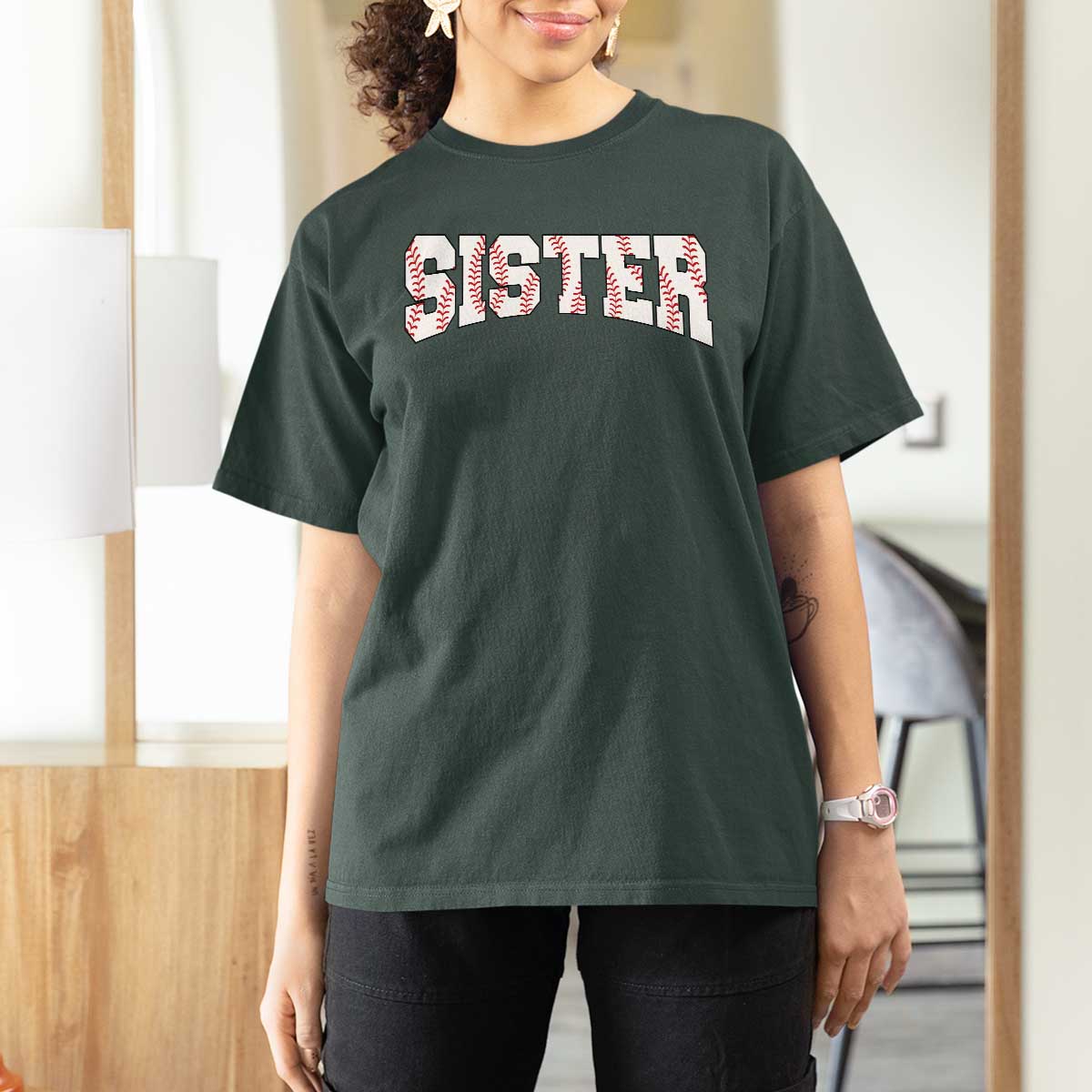 Baseball Sister T Shirt For Women Retro Varsity Baseball Season Family