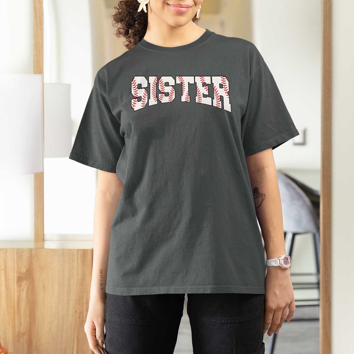Baseball Sister T Shirt For Women Retro Varsity Baseball Season Family
