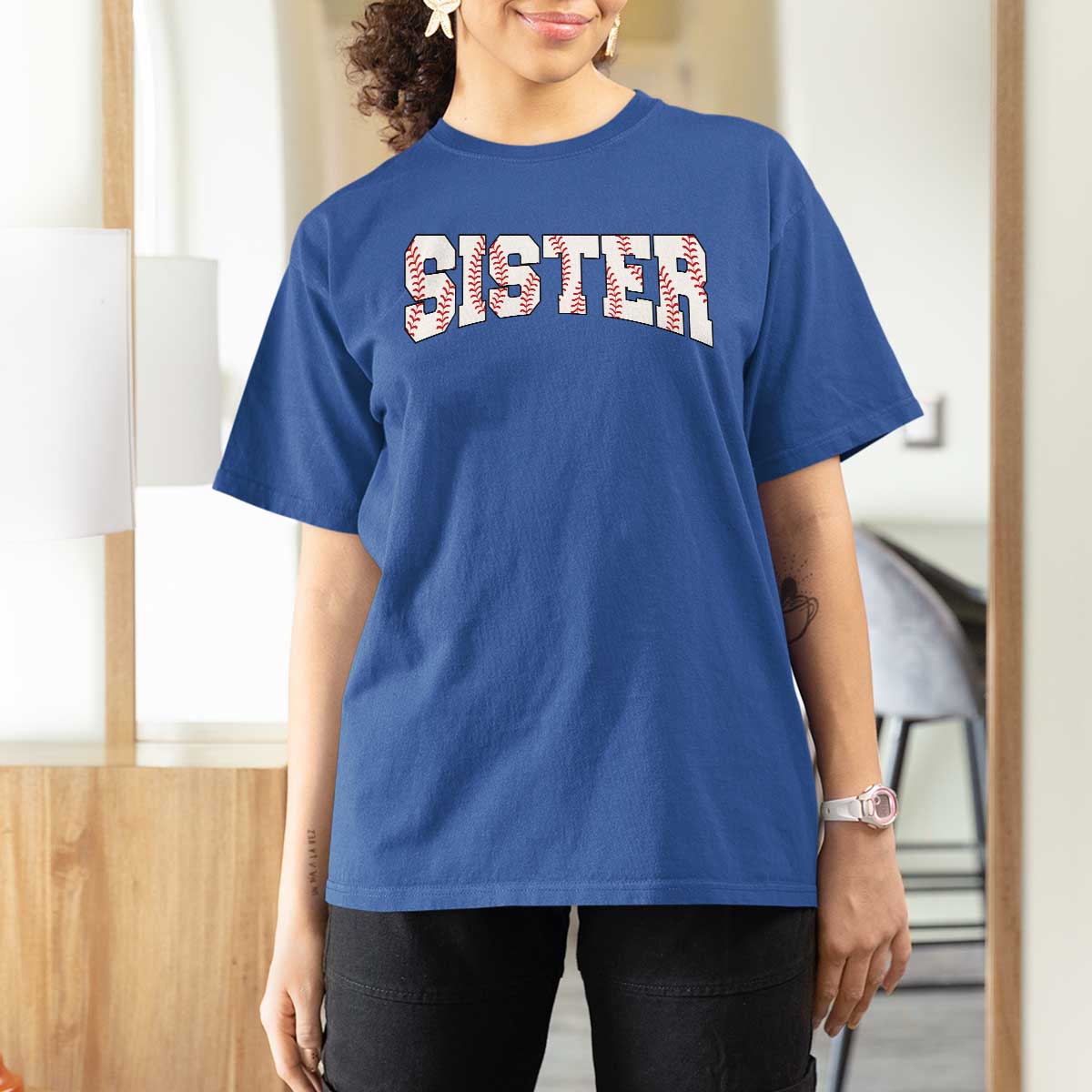 Baseball Sister T Shirt For Women Retro Varsity Baseball Season Family