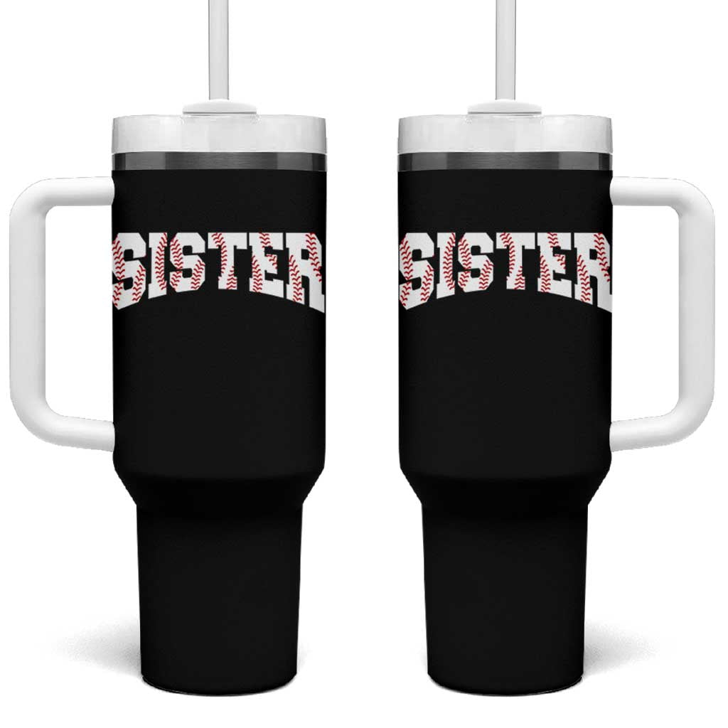 Baseball Sister Tumbler With Handle Retro Varsity Baseball Season Family