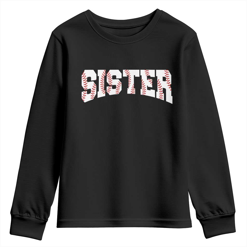 Baseball Sister Youth Sweatshirt Retro Varsity Baseball Season Family