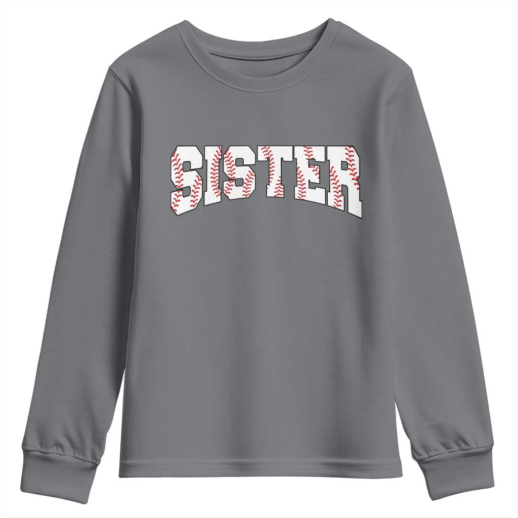 Baseball Sister Youth Sweatshirt Retro Varsity Baseball Season Family