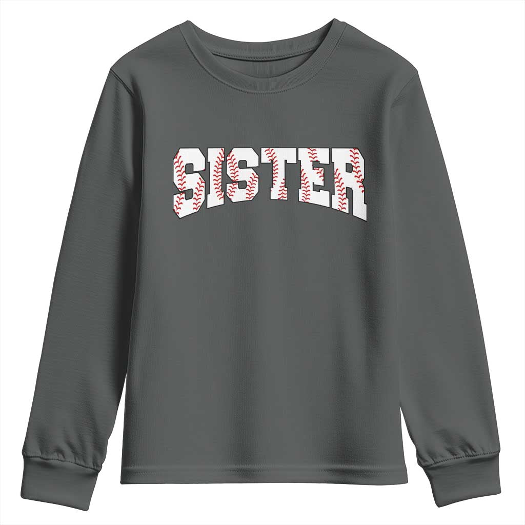 Baseball Sister Youth Sweatshirt Retro Varsity Baseball Season Family