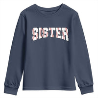Baseball Sister Youth Sweatshirt Retro Varsity Baseball Season Family