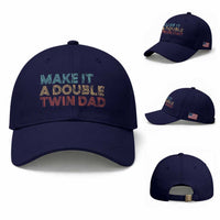 Retro Twin Dad Baseball Cap Make It A Double Funny Fathers Day