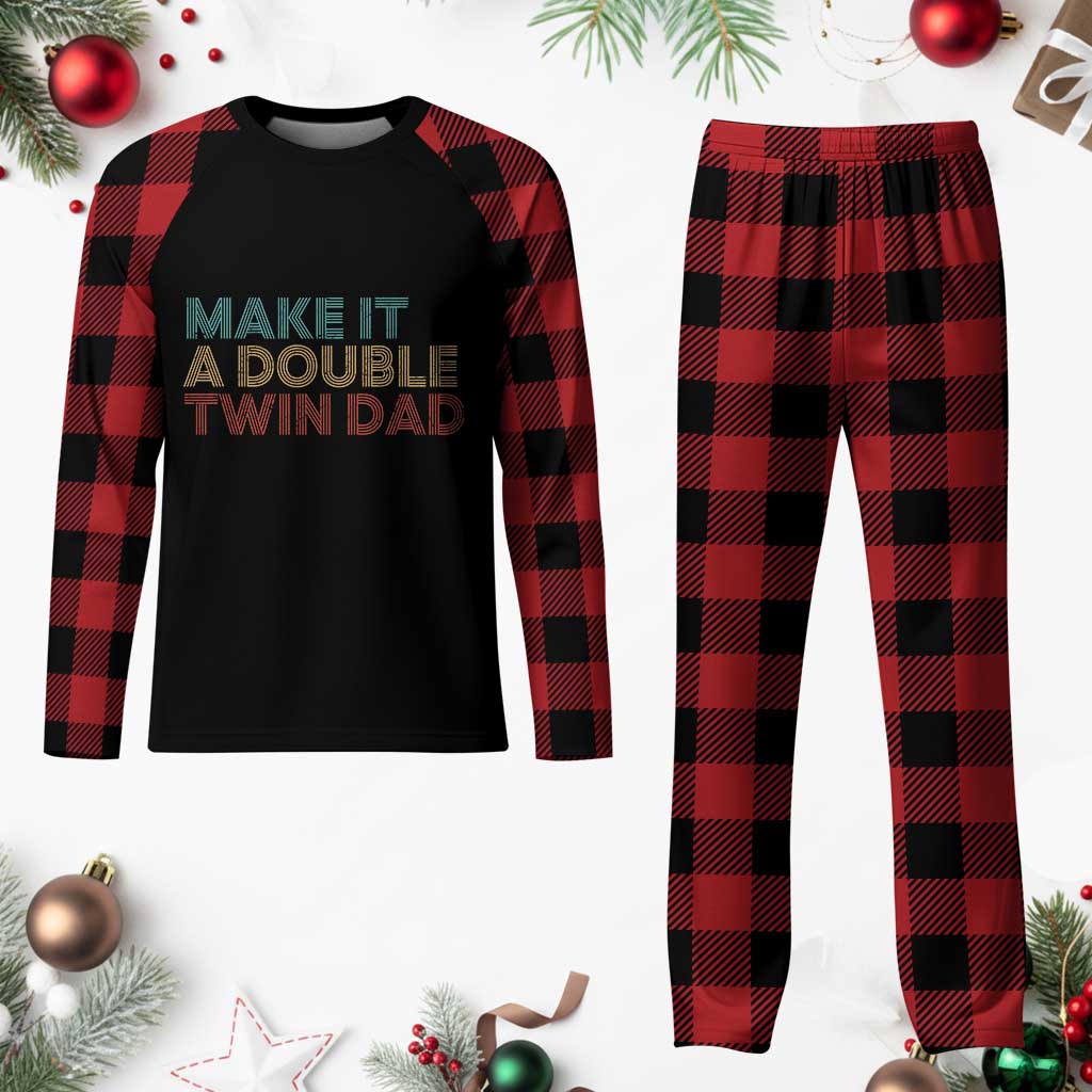 Retro Twin Dad Plaid Pajama Set Make It A Double Funny Fathers Day - Wonder Print Shop