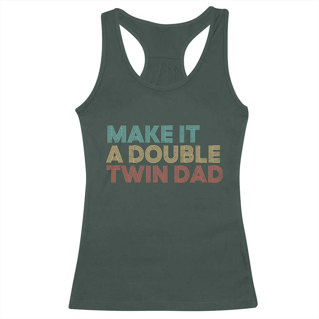 Retro Twin Dad Racerback Tank Top Make It A Double Funny Fathers Day