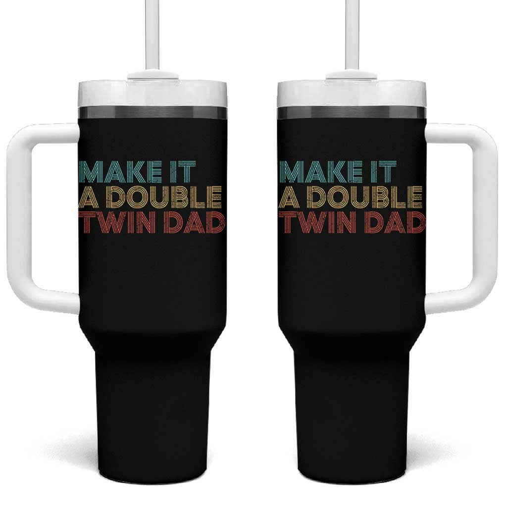 Retro Twin Dad Tumbler With Handle Make It A Double Funny Fathers Day