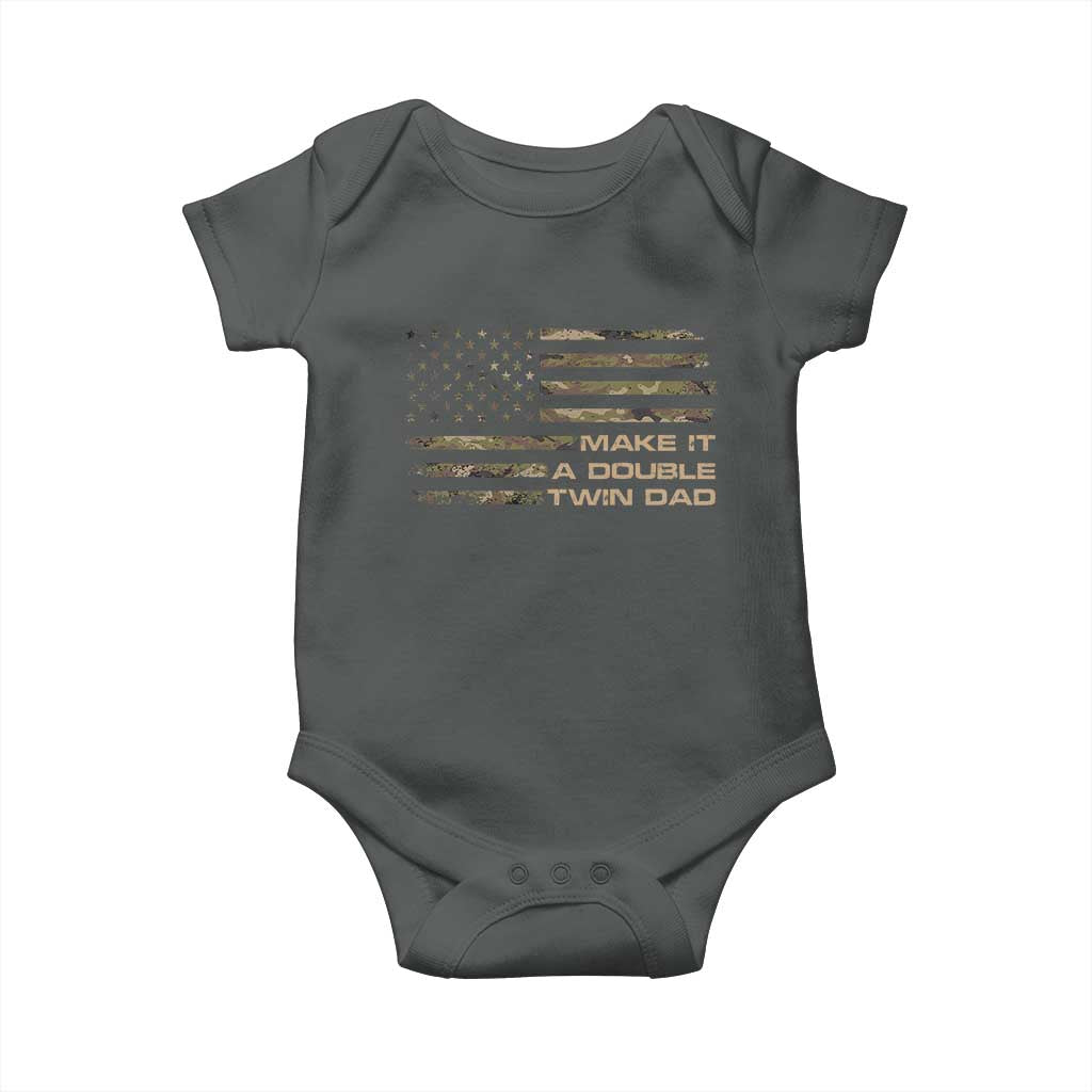 Twin Dad Baby Onesie Make It A Double Funny Fathers Day Camo American Flag