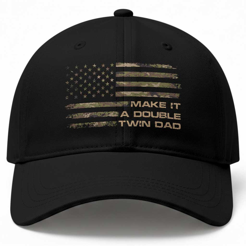 Twin Dad Baseball Cap Make It A Double Funny Fathers Day Camo American Flag