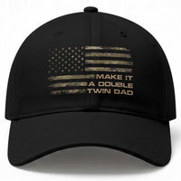Twin Dad Baseball Cap Make It A Double Funny Fathers Day Camo American Flag
