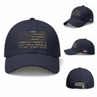 Twin Dad Baseball Cap Make It A Double Funny Fathers Day Camo American Flag