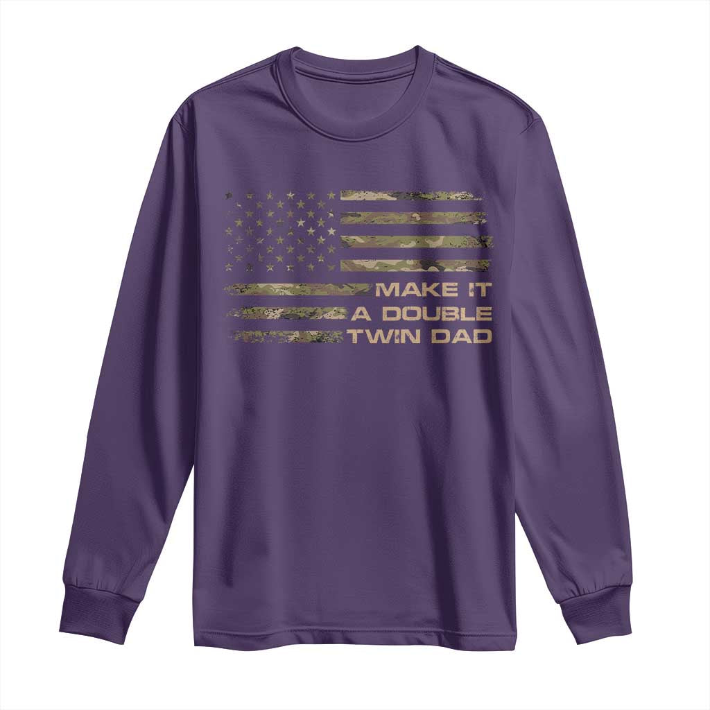 Twin Dad Long Sleeve Shirt Make It A Double Funny Fathers Day Camo American Flag