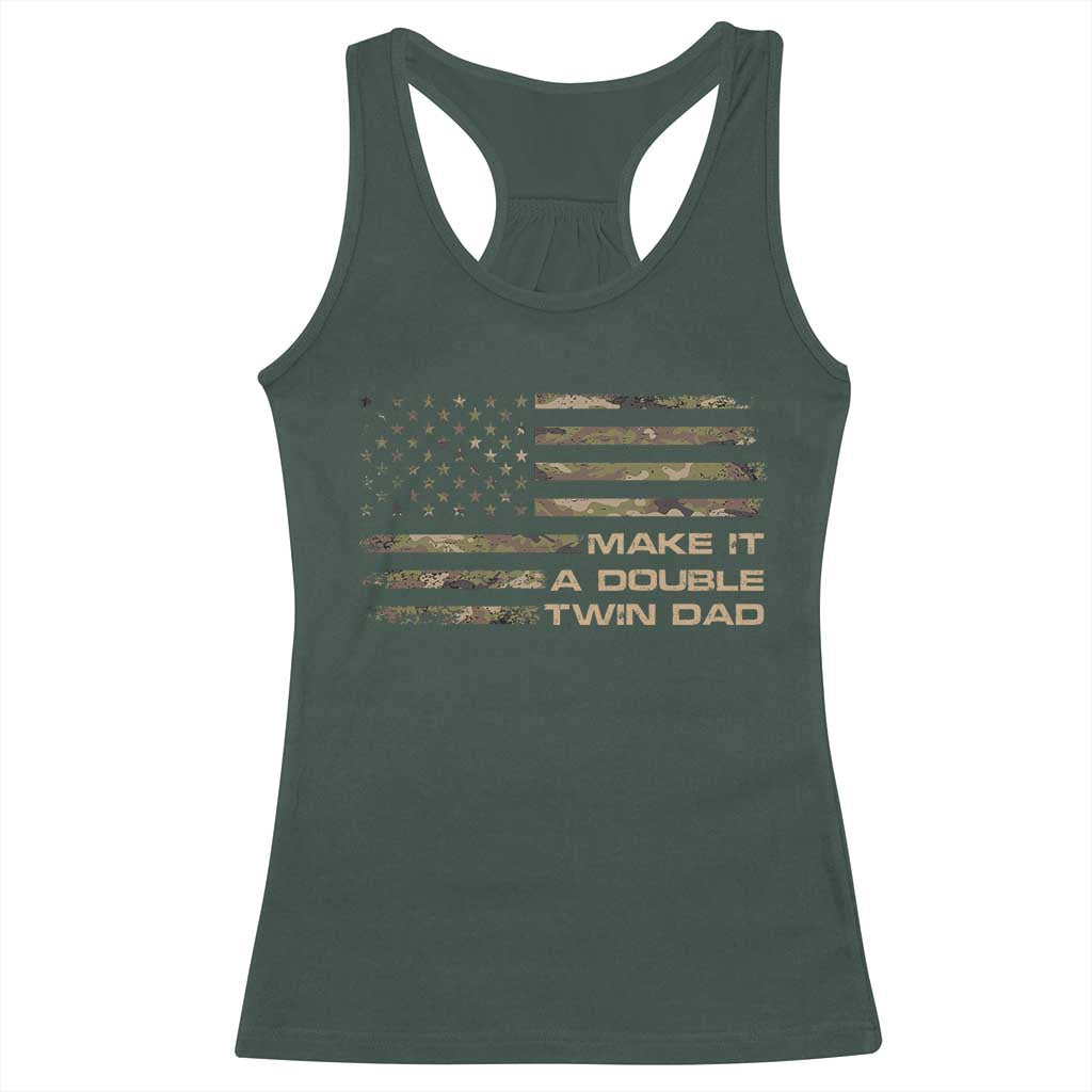Twin Dad Racerback Tank Top Make It A Double Funny Fathers Day Camo American Flag