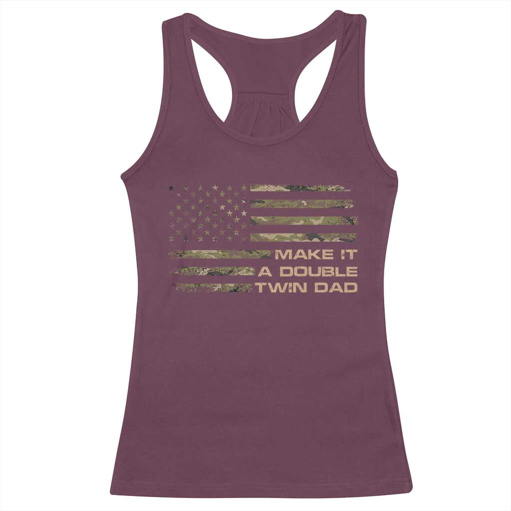 Twin Dad Racerback Tank Top Make It A Double Funny Fathers Day Camo American Flag
