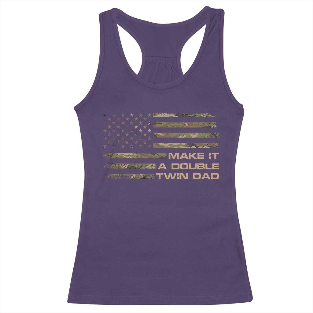 Twin Dad Racerback Tank Top Make It A Double Funny Fathers Day Camo American Flag