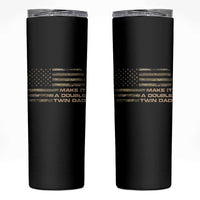 Twin Dad Skinny Tumbler Make It A Double Funny Fathers Day Camo American Flag