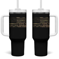 Twin Dad Tumbler With Handle Make It A Double Funny Fathers Day Camo American Flag