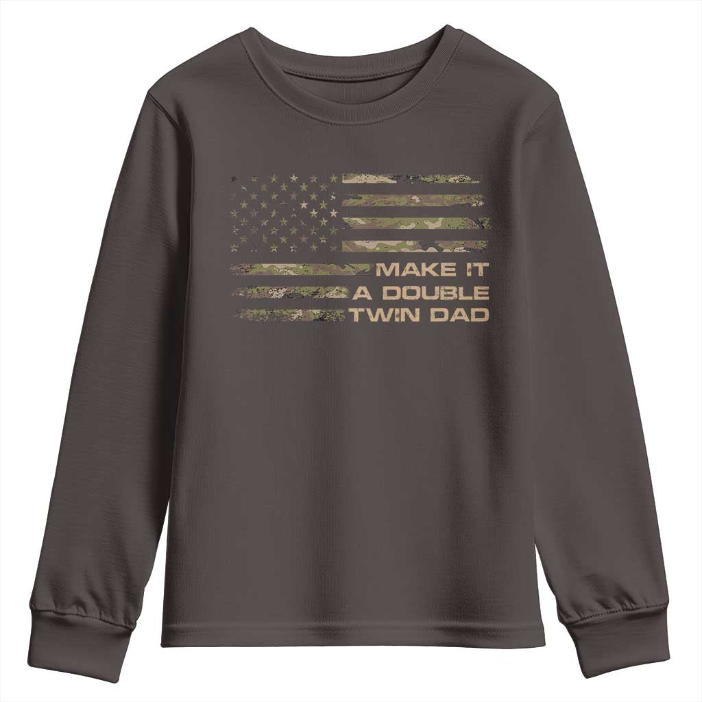 Twin Dad Youth Sweatshirt Make It A Double Funny Fathers Day Camo American Flag