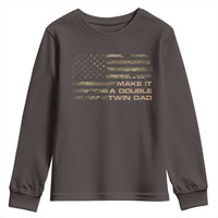 Twin Dad Youth Sweatshirt Make It A Double Funny Fathers Day Camo American Flag