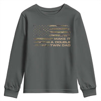 Twin Dad Youth Sweatshirt Make It A Double Funny Fathers Day Camo American Flag