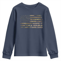 Twin Dad Youth Sweatshirt Make It A Double Funny Fathers Day Camo American Flag