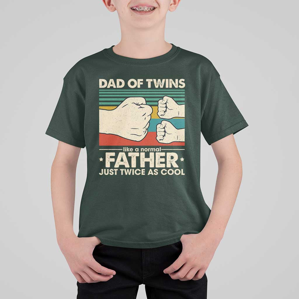 Retro Twin Dad T Shirt For Kid Like A Normal But Just Twice As Cool