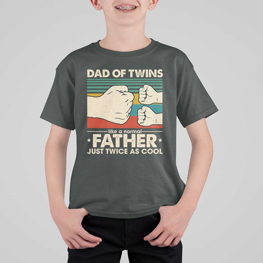 Retro Twin Dad T Shirt For Kid Like A Normal But Just Twice As Cool