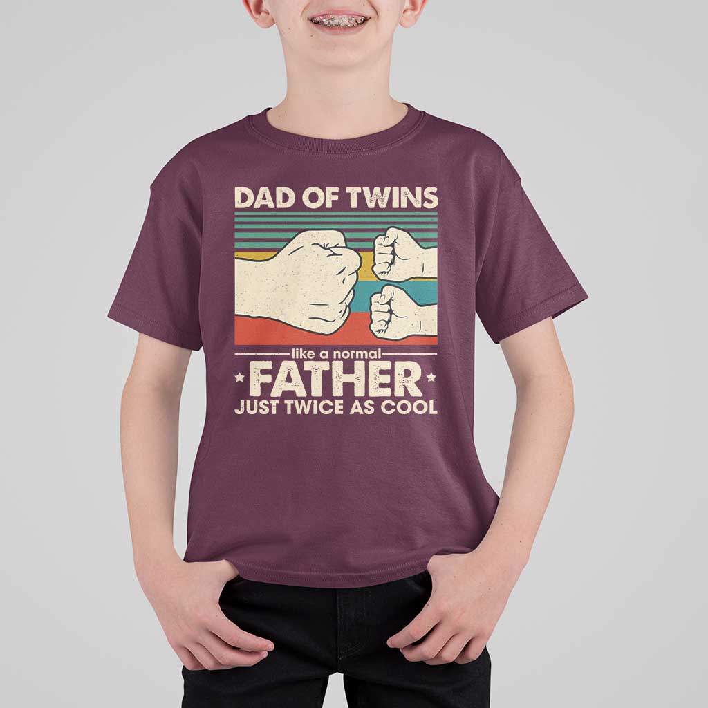 Retro Twin Dad T Shirt For Kid Like A Normal But Just Twice As Cool
