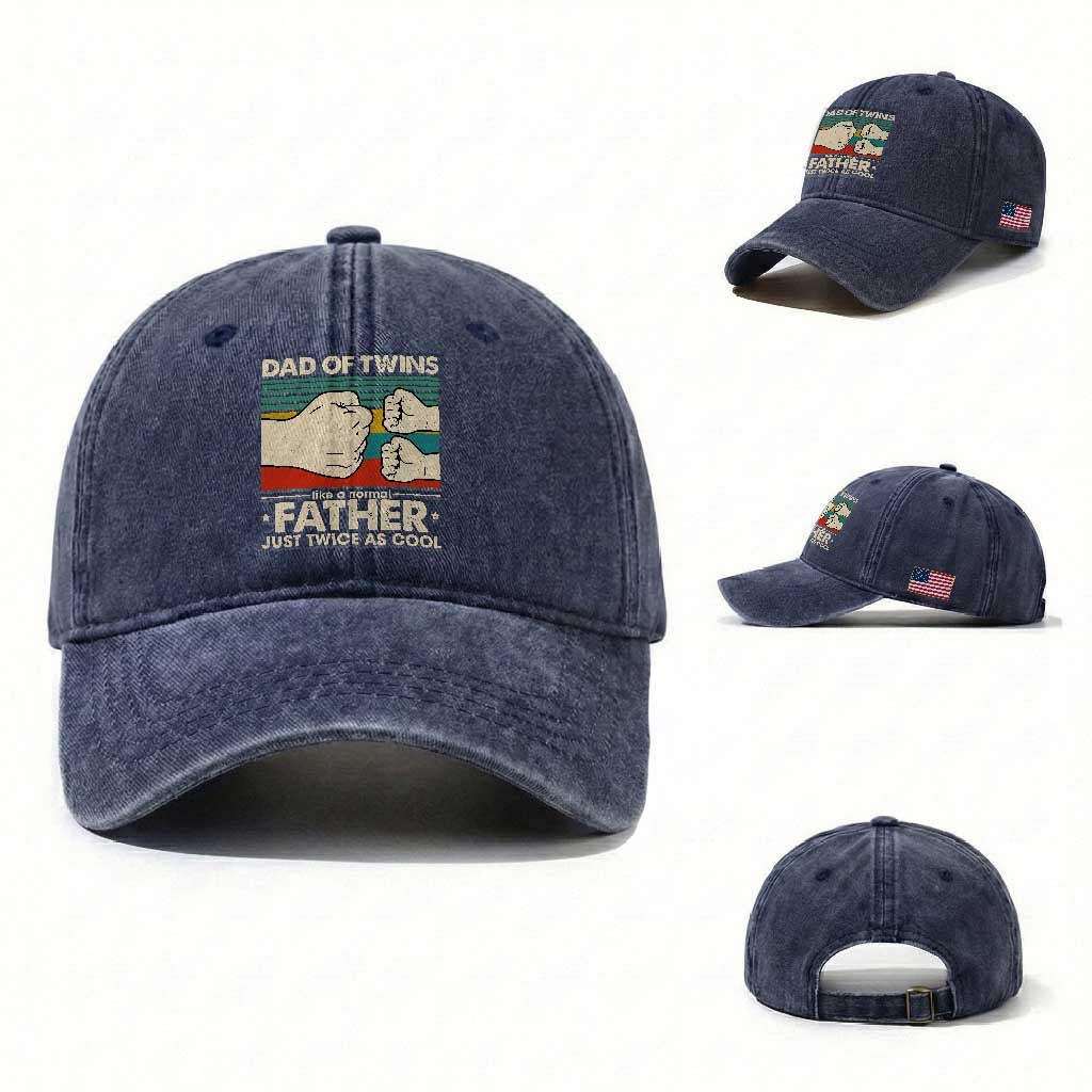 Retro Twin Dad Washed Cotton Baseball Cap Like A Normal But Just Twice As Cool